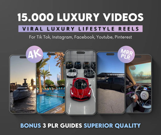 15.000+ Viral Luxury Rich Lifestyle Videos Reels, Cars, Yacht, Plane, Millionaire, TikTok, Instagram, YouTube, Digital Marketing, MRR, PLR