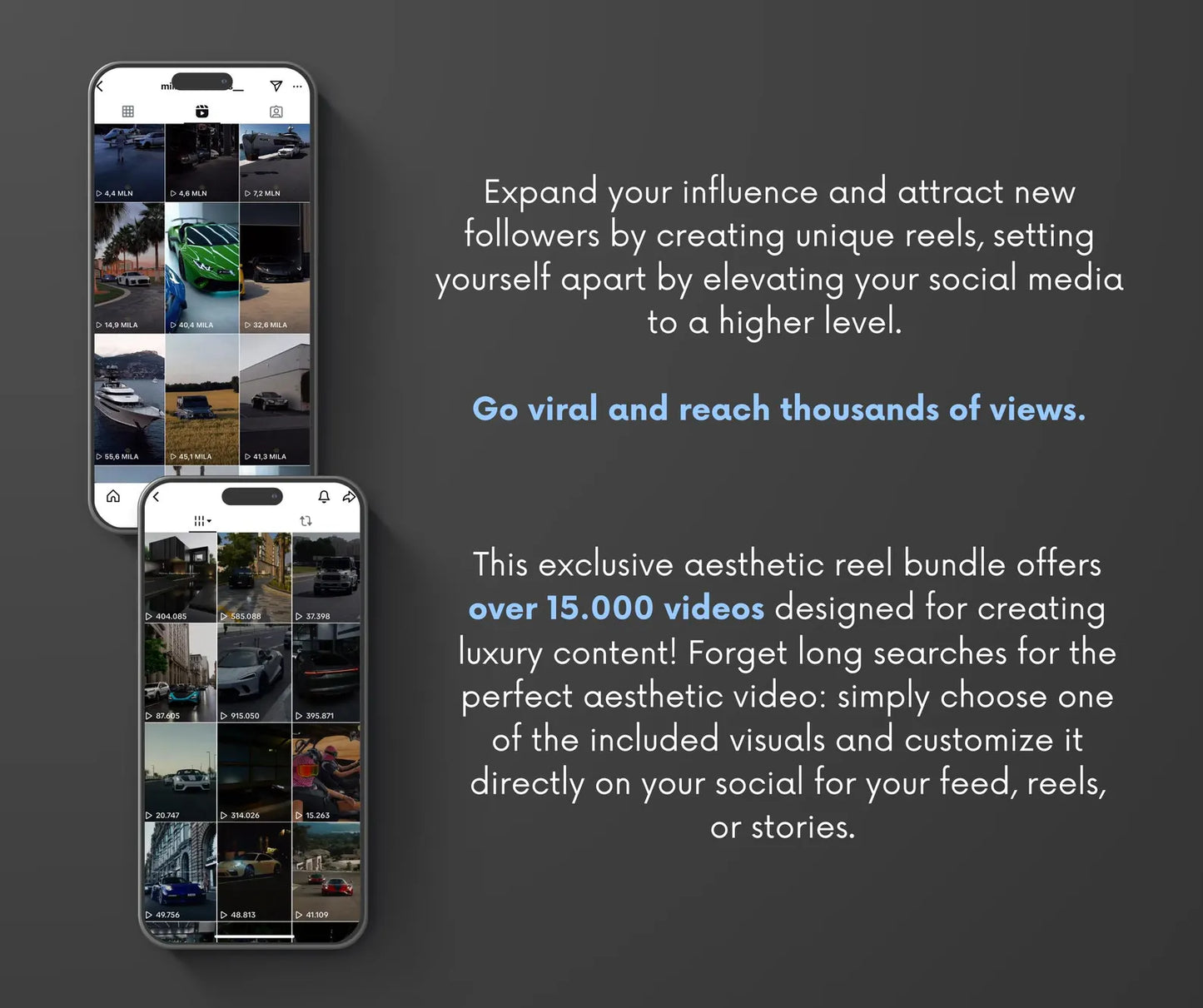 15.000+ Viral Luxury Rich Lifestyle Videos Reels, Cars, Yacht, Plane, Millionaire, TikTok, Instagram, YouTube, Digital Marketing, MRR, PLR
