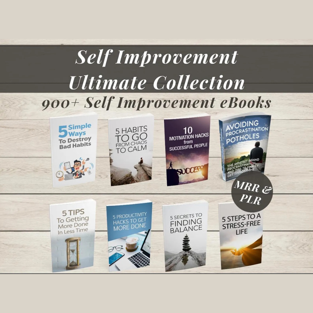 400+ Self-Improvement eBooks Bundle with MRR & PLR – Self-Help, Personal Growth & Resell Rights