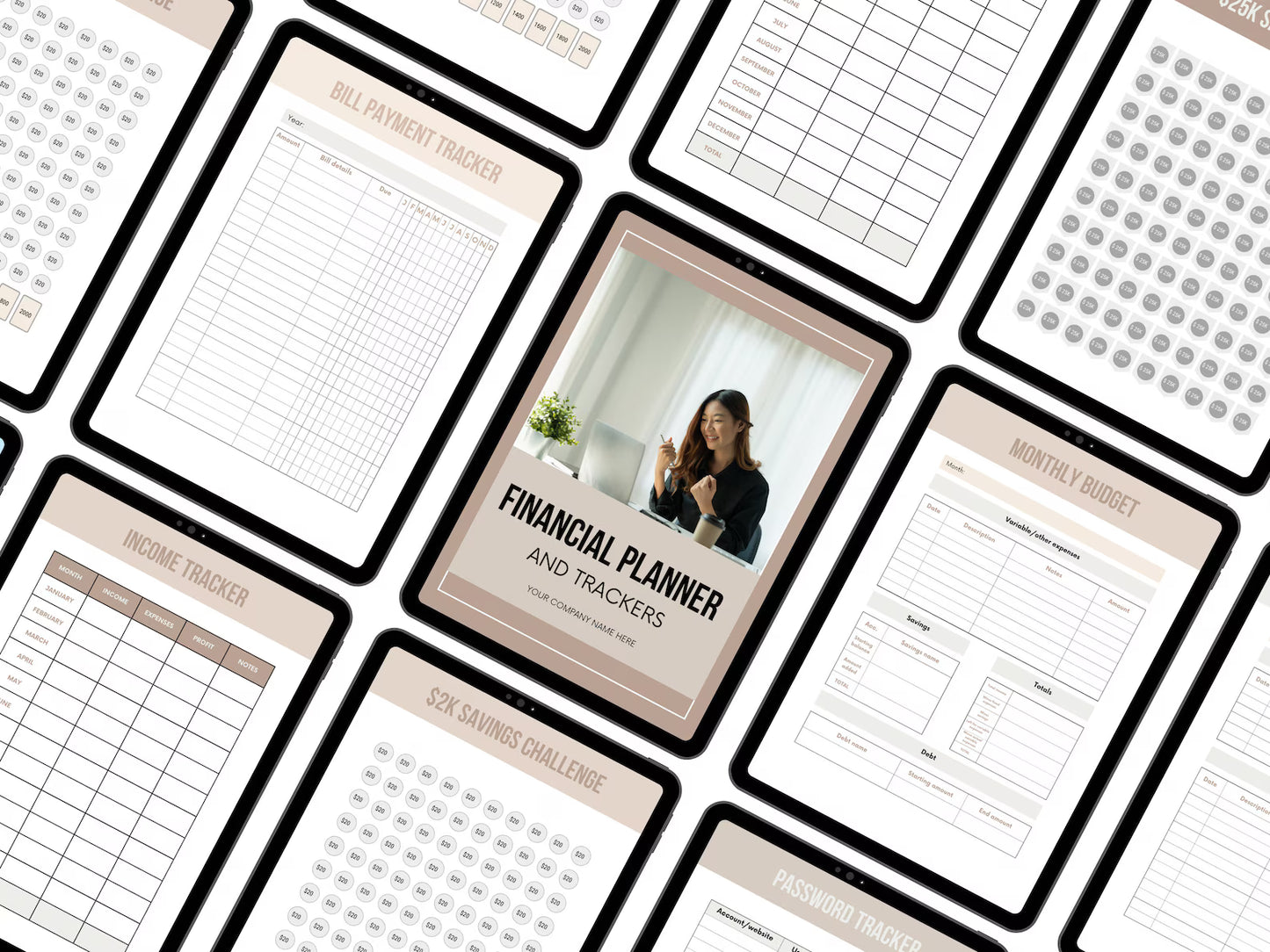 PLR Financial Planner & Trackers | A4 Canva Template | Savings Tracker | Resell Rights Included | Rebrand & Sell as Your Own