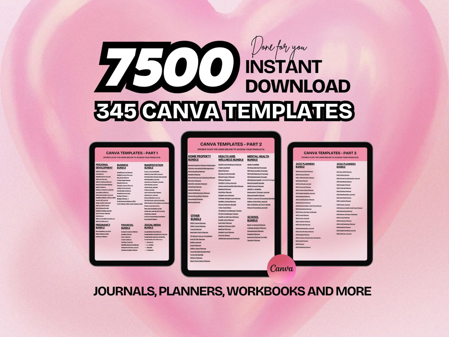 7500+ PLR MRR Canva Templates Bundle | Printable Planners & Journals | DFY Digital Products