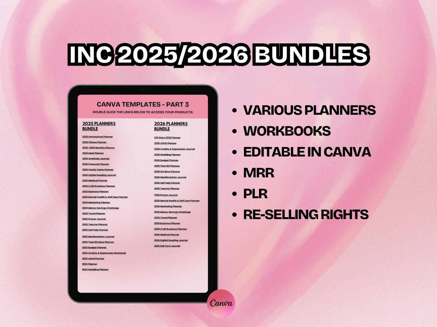 7500+ PLR MRR Canva Templates Bundle | Printable Planners & Journals | DFY Digital Products