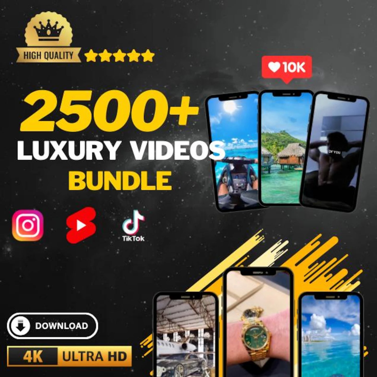 2500+ Luxury Video Bundle | Reels, TikTok & Shorts | Instant Download