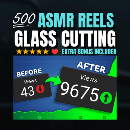 AI Glass Cutting Reels: ASMR Video Bundle for TikTok, Reels, Shorts (PLR, 600+ Videos)